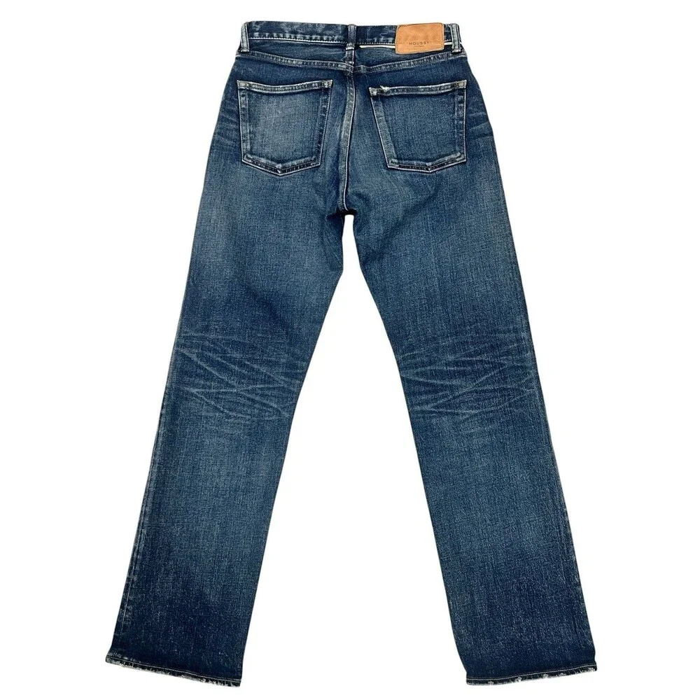 MOUSSY Jeans Straight Leg Button Fly High Waist Blue Denim Women's Size 26 - Picture 2 of 9